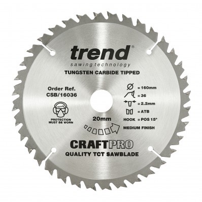 Trend CSB/16036 Craft saw blade 160mm x 36 teeth x 20mm
